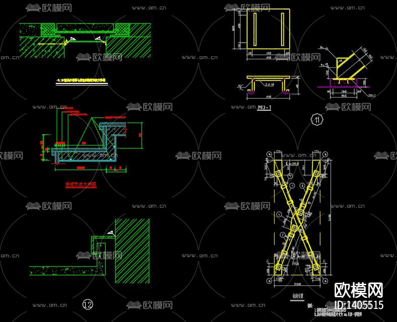 钢结构楼梯cad施工图下载（渲染图2）