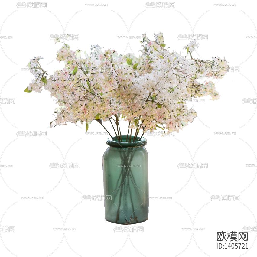 现代简约创意蓝色玻璃花瓶十字樱花花艺