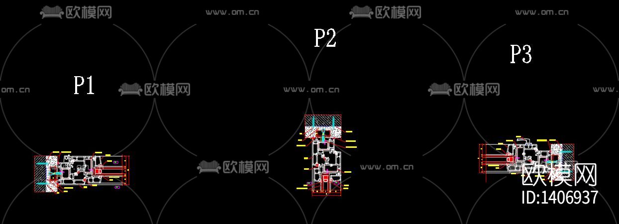 塑钢窗节点大样图下载（渲染图2）