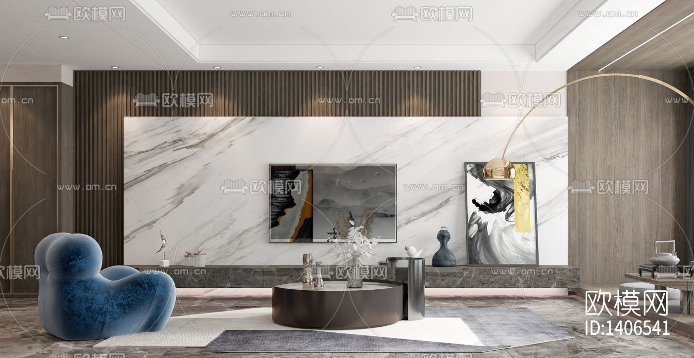 家装样板间cad施工图下载（渲染图3）