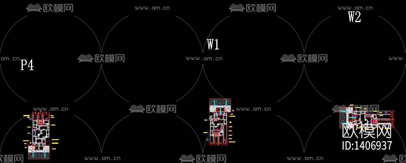 塑钢窗节点大样图下载（渲染图3）