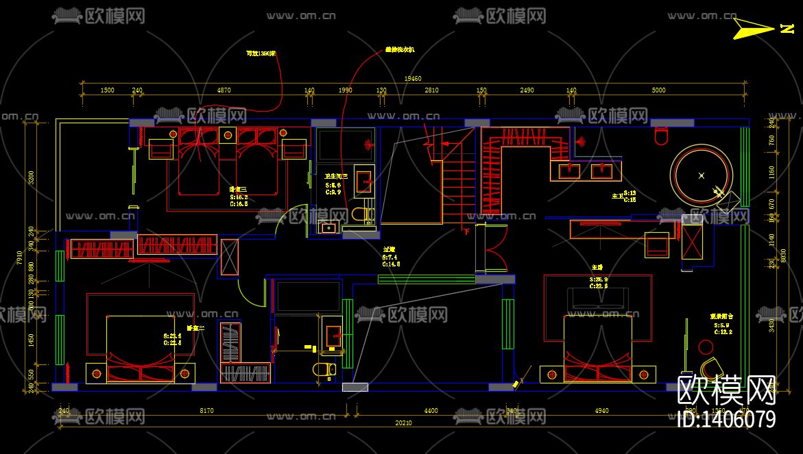 别墅cad施工图下载（渲染图1）