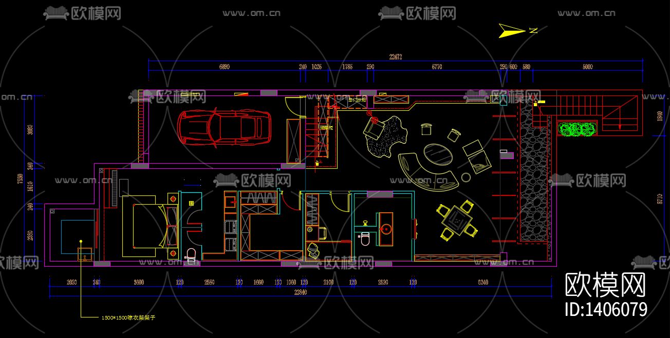 别墅cad施工图下载（渲染图7）