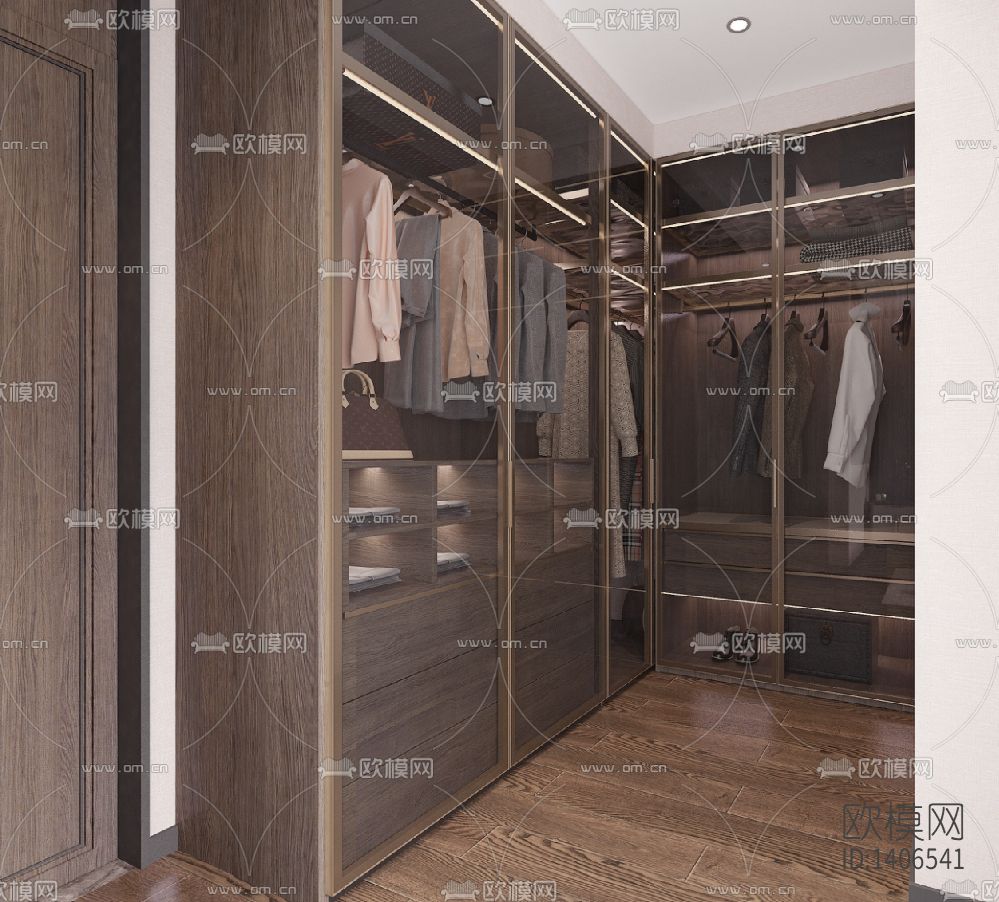 家装样板间cad施工图下载（渲染图2）