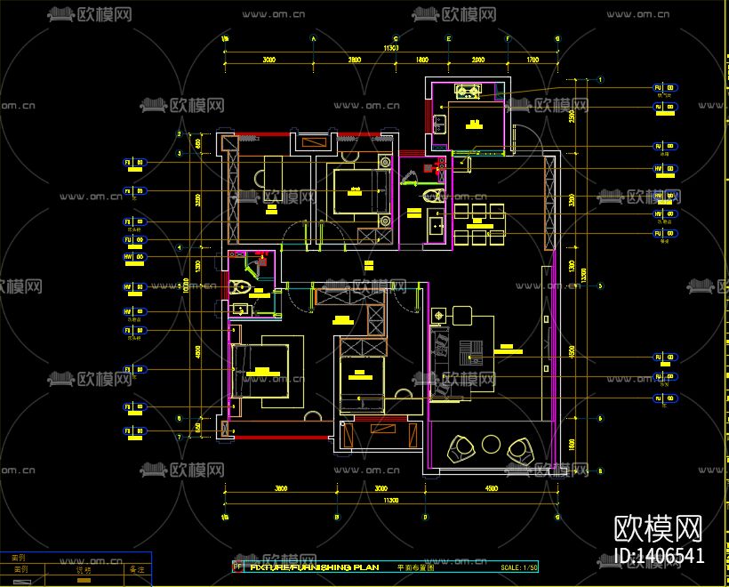 家装样板间cad施工图下载（渲染图10）