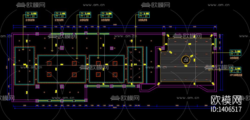 党建室cad施工图下载（渲染图3）