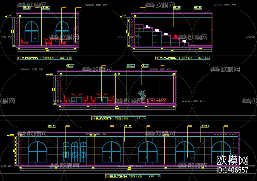 保健中心cad施工图下载（渲染图1）
