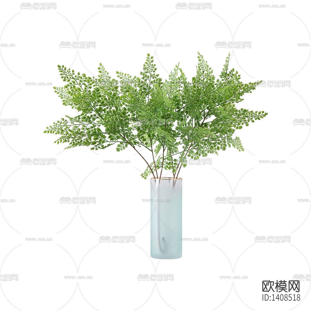 现代简约创意玻璃不锈钢边花瓶文竹绿植盆栽