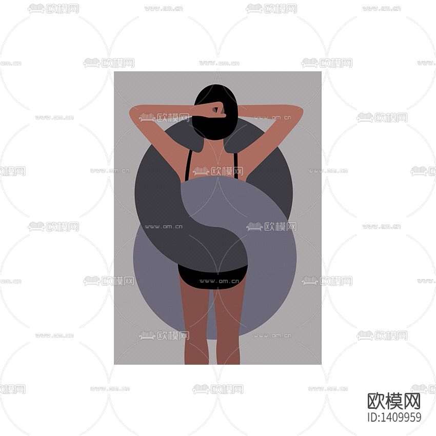 北欧简约创意彩色几何人像装饰画下载