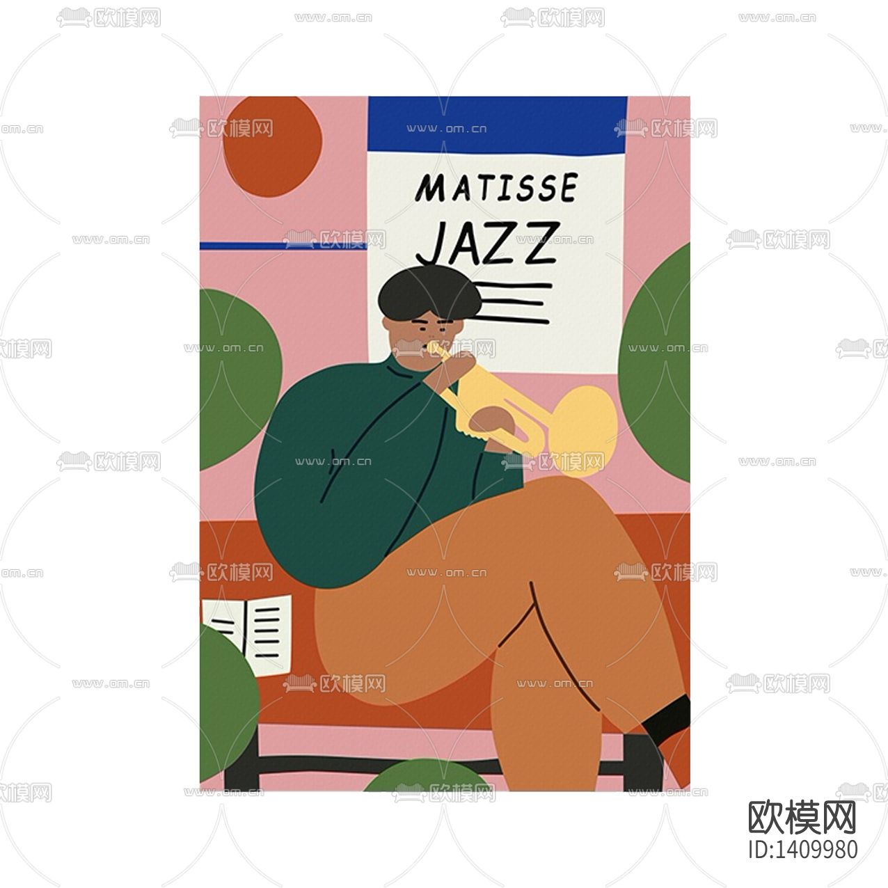 北欧简约创意彩色几何人像装饰画下载