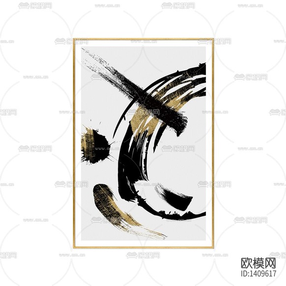 新中式轻奢创意水墨抽象装饰画下载