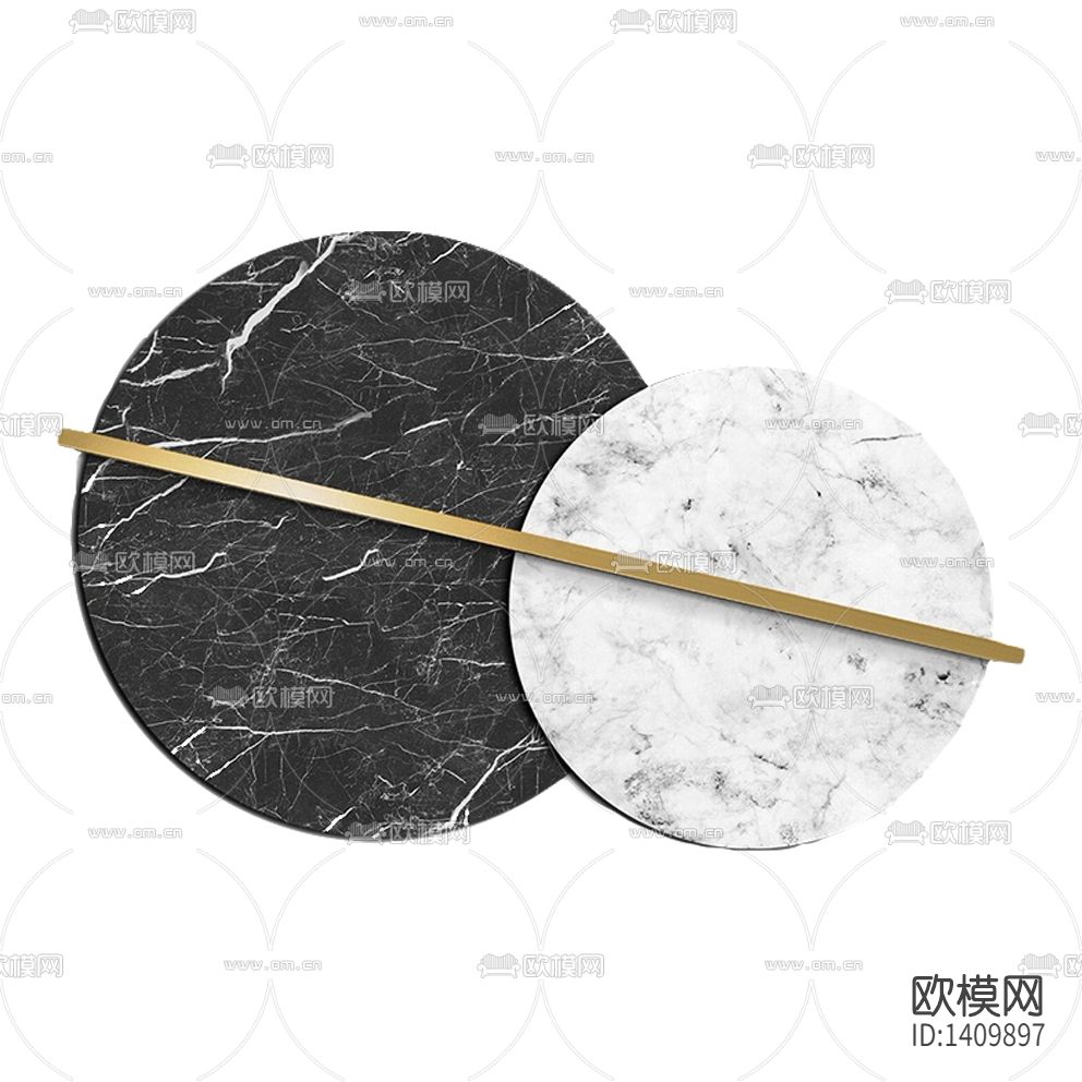 现代轻奢创意几何大理石不锈钢装置画