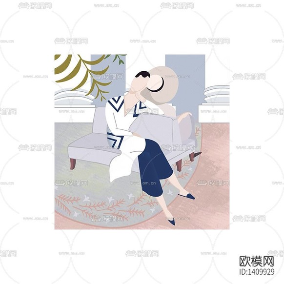 北欧简约创意彩色简笔装饰画下载