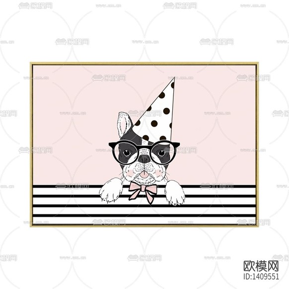 现代简约创意捣蛋汪星人装饰画下载