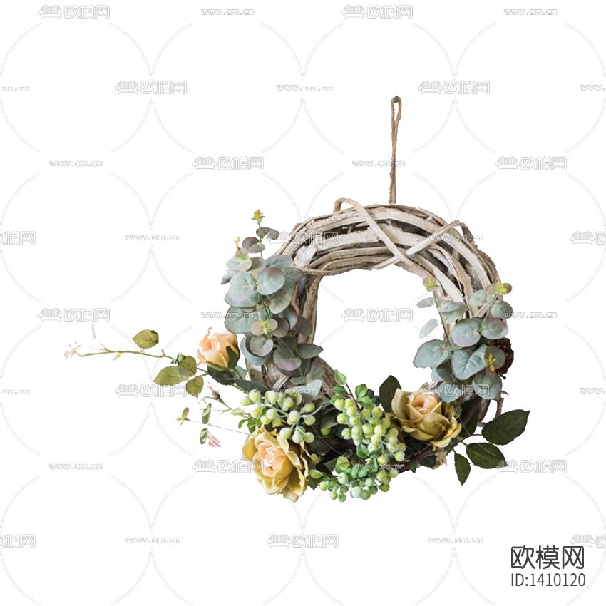 北欧复古手工藤编花环