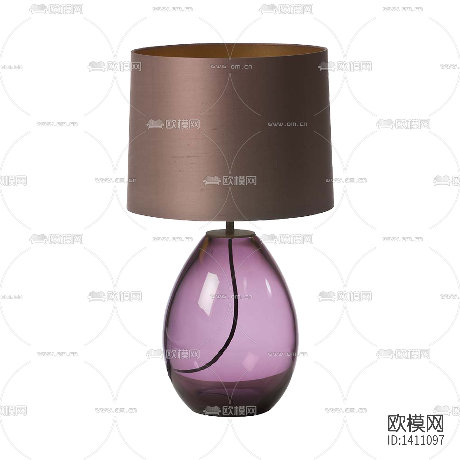 现代轻奢紫色玻璃牛皮纸灯罩台灯下载