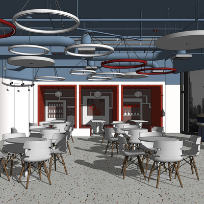  现代办公休闲区su模型 