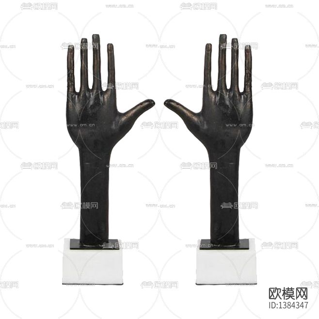 现代创意黑色不锈钢手掌摆件下载