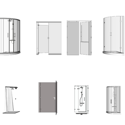  现代玻璃淋浴间su模型 