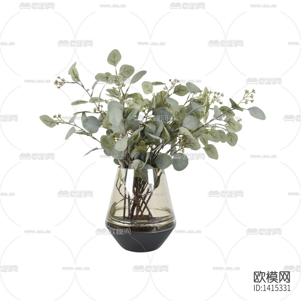 现代简约创意玻璃花瓶摆放绿植下载