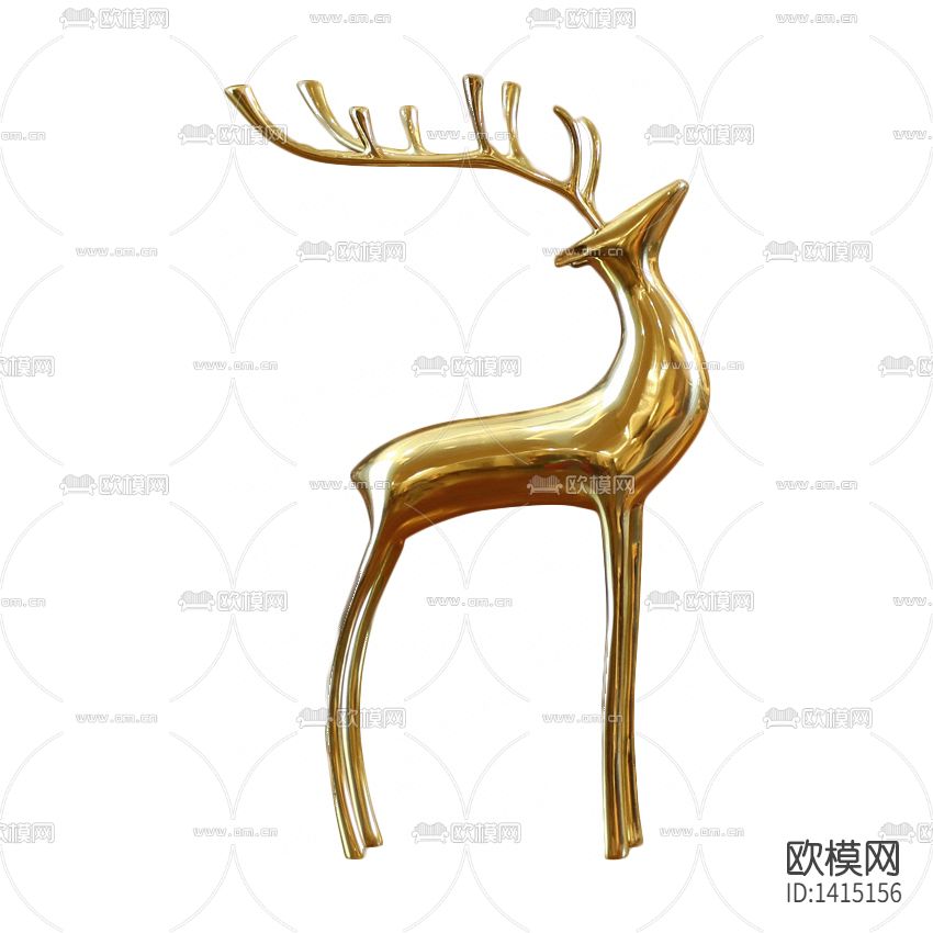 北欧简约创意金属纯铜驯鹿雕塑下载