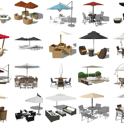  现代藤编户外椅su模型 