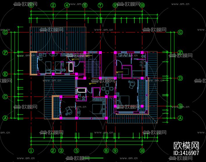 日式别墅建筑cad施工图下载（渲染图4）
