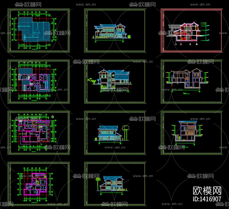 日式别墅建筑cad施工图下载（渲染图10）