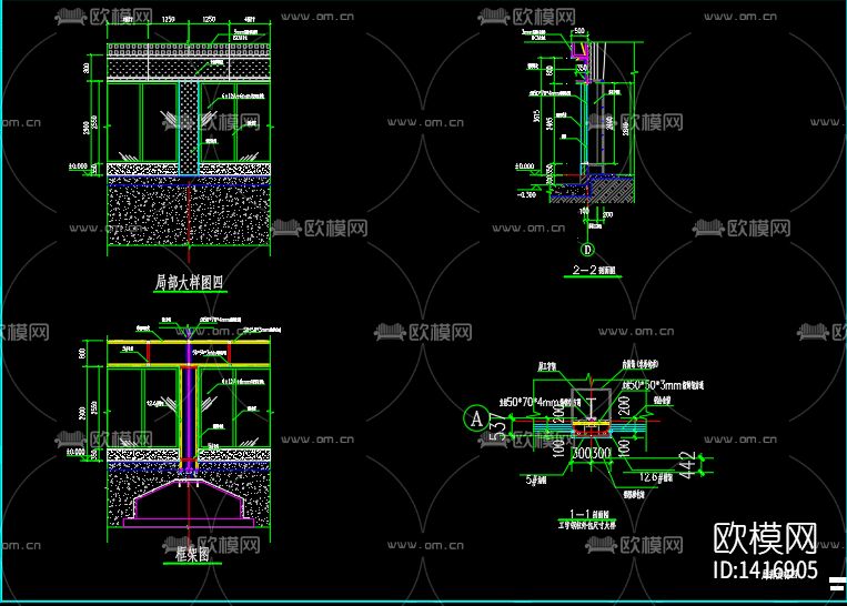 玻璃幕外立面cad图纸下载（渲染图4）