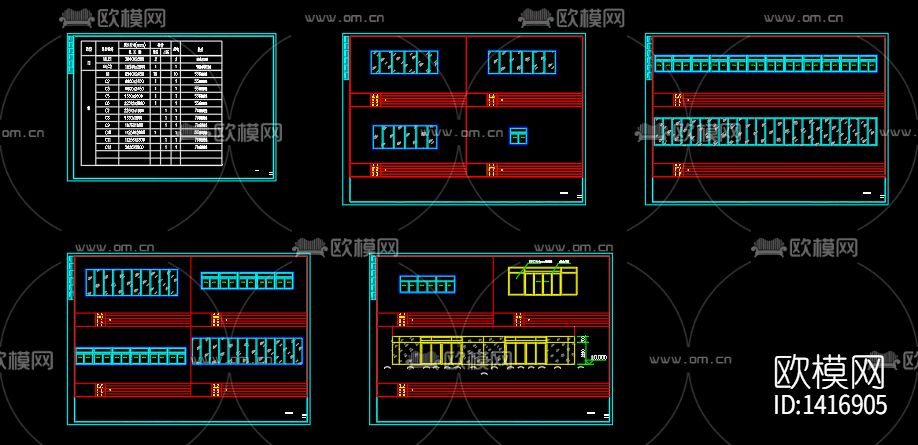 玻璃幕外立面cad图纸下载（渲染图6）