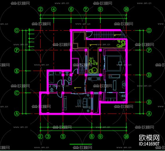 日式别墅建筑cad施工图下载（渲染图8）