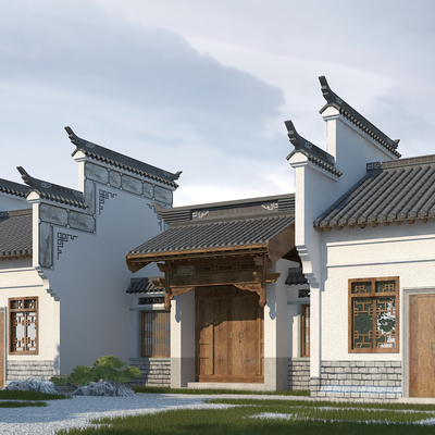 徽派建筑3d模型下载