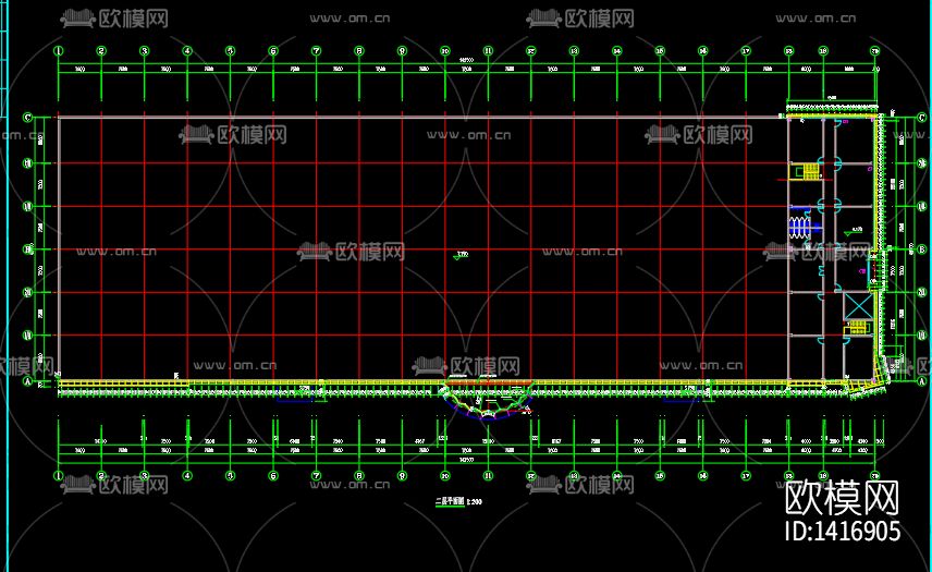 玻璃幕外立面cad图纸下载（渲染图1）