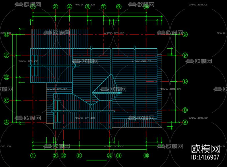 日式别墅建筑cad施工图下载（渲染图2）
