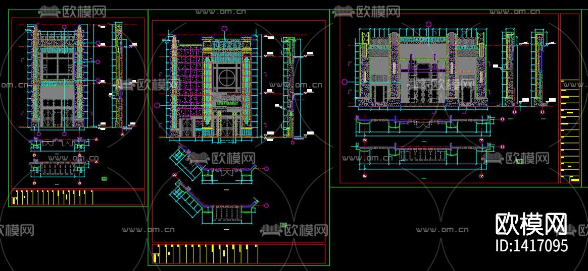 四层商业楼幕墙施工图下载（渲染图2）