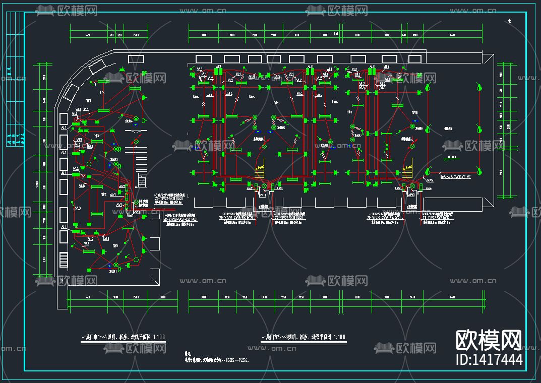 多层商住楼电气CAD图纸下载（渲染图1）