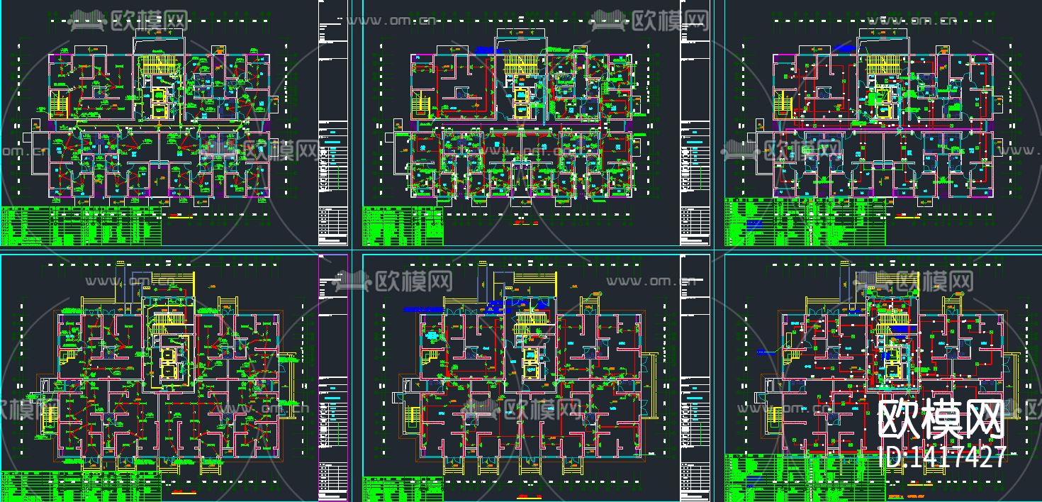 房产小区住宅楼机房全套电气施工图纸下载（渲染图1）