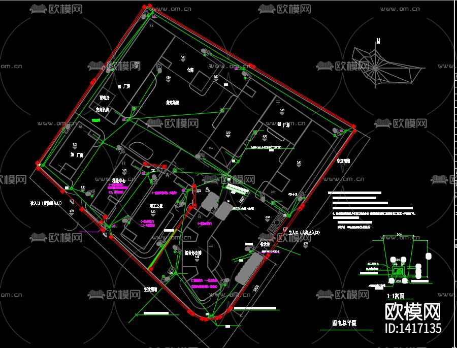 标准厂房弱电设计图下载（渲染图1）