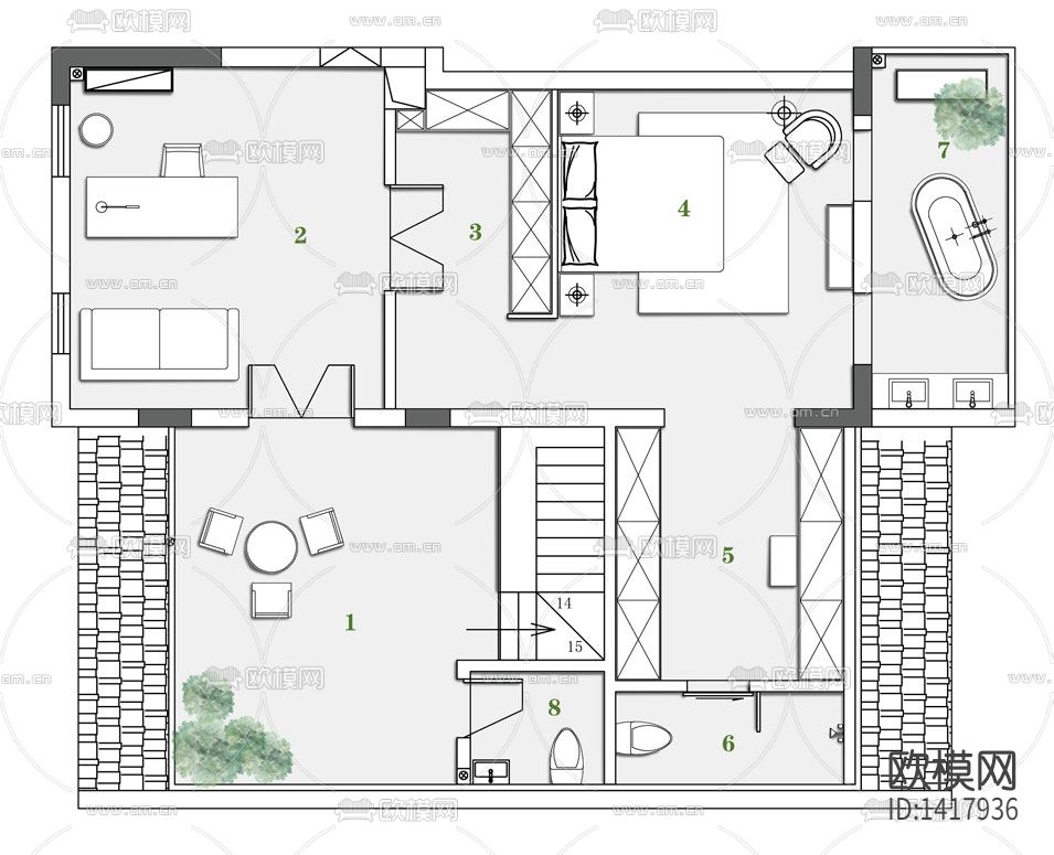 欧式施工图下载（渲染图4）