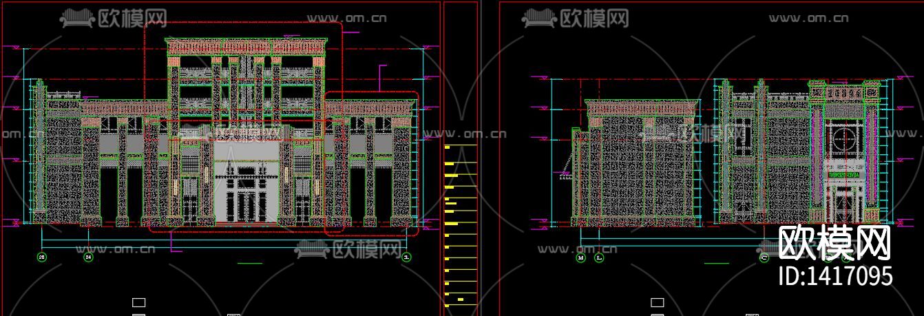 四层商业楼幕墙施工图下载（渲染图6）