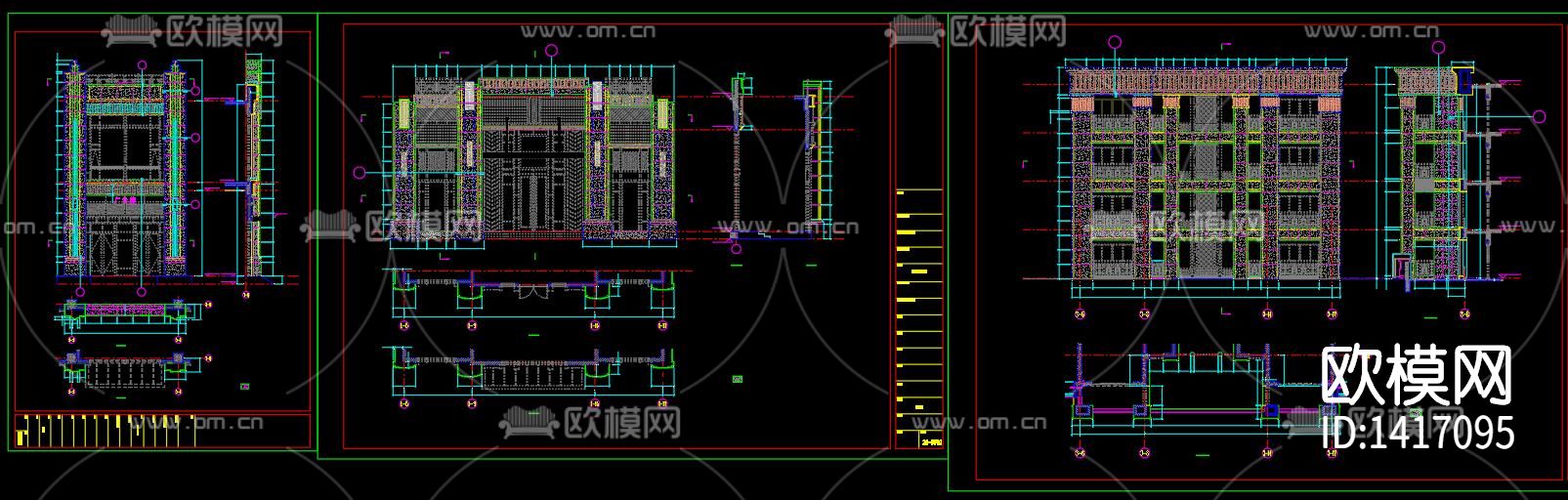 四层商业楼幕墙施工图下载（渲染图1）