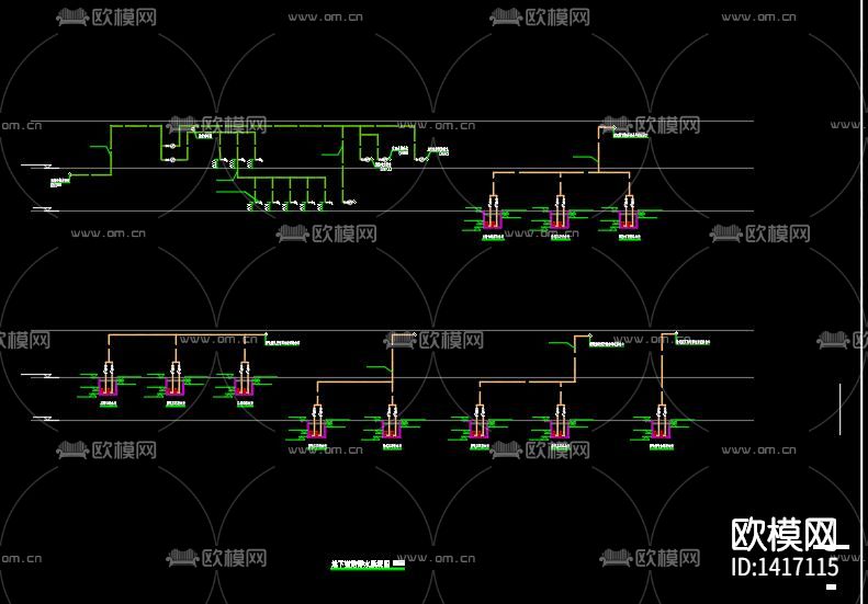 小学地下室给排水、消防系统图及平面图下载（渲染图2）
