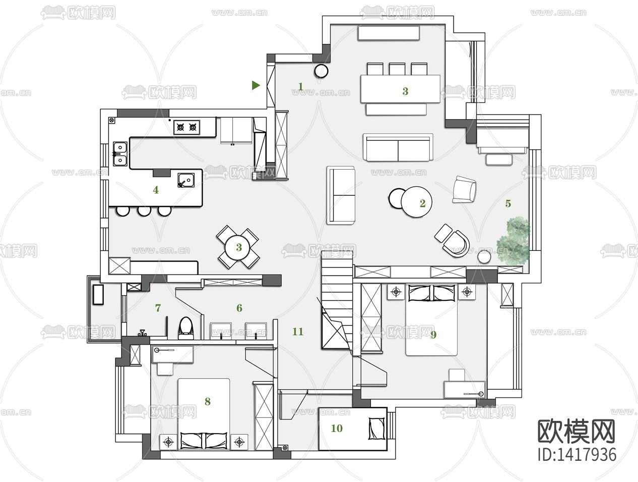 欧式施工图下载（渲染图3）