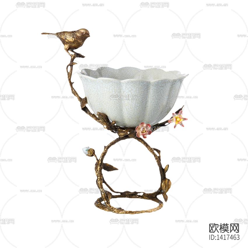 美式古典铁艺雕花陶瓷摆设工艺品