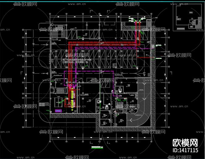 小学地下室给排水、消防系统图及平面图下载（渲染图5）