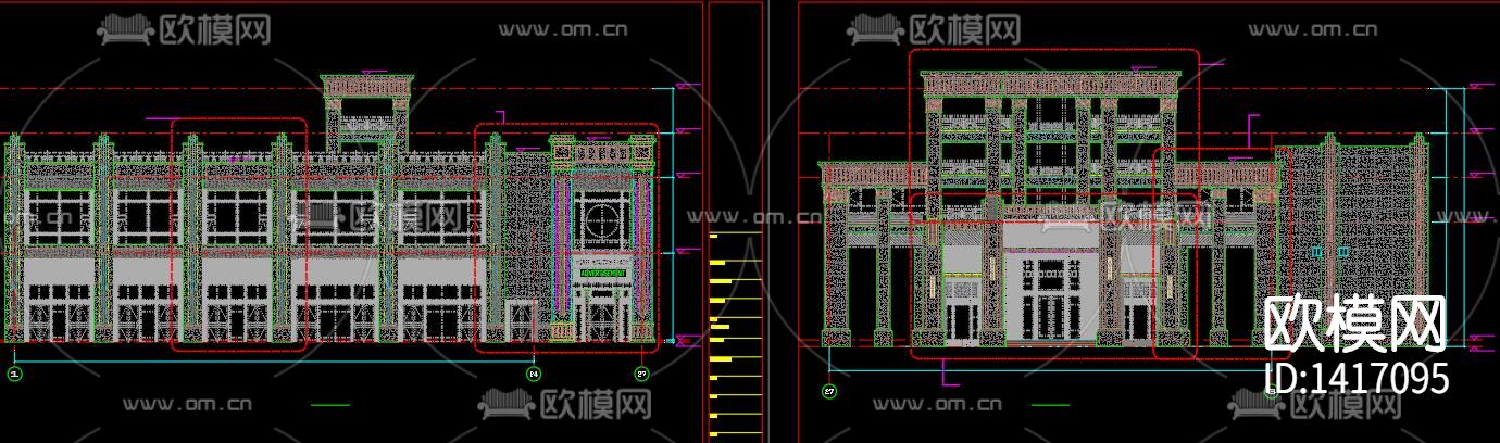 四层商业楼幕墙施工图下载（渲染图7）