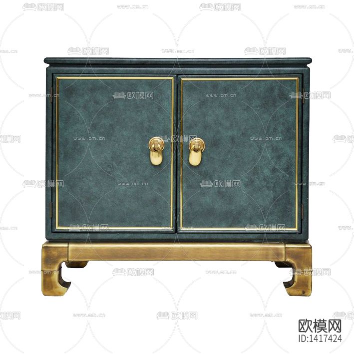 新中式古典轻奢实木边柜下载