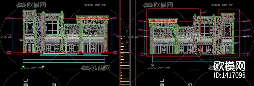 四层商业楼幕墙施工图下载（渲染图4）