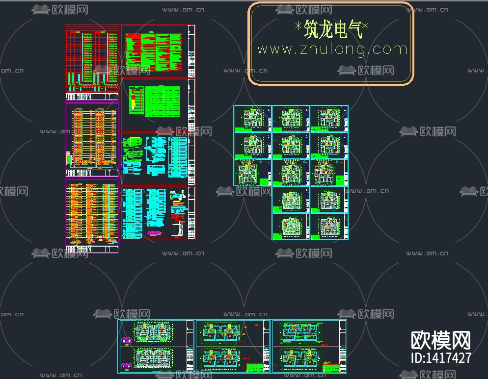 房产小区住宅楼机房全套电气施工图纸下载（渲染图4）