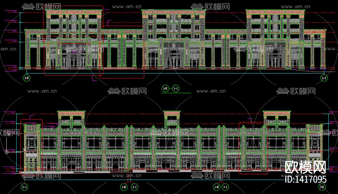 四层商业楼幕墙施工图下载（渲染图8）
